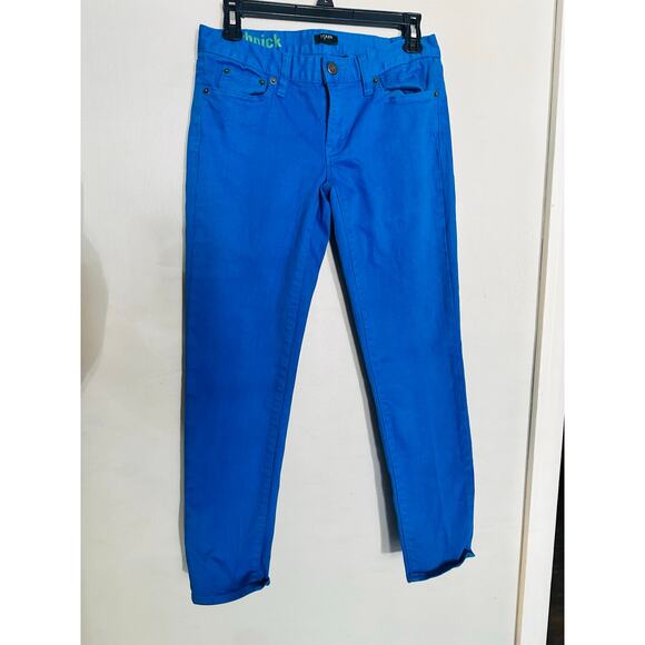 J. Crew Bright Blue Toothpick Skinny Leg Cotton Blend Pants Jeans size 27 - Picture 1 of 8